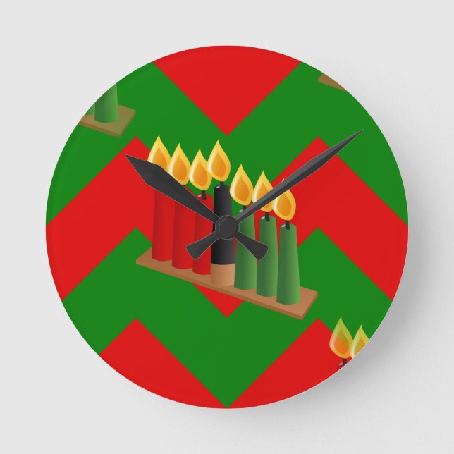 chevron kwanzaa rund klocka (Framsida)