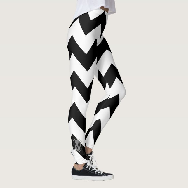 Chevron L Mönster Cute Monogrammed Black Leggings (Höger)