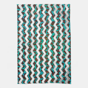 Chevron Leopard Brun och Turkos Tryck Kökshandduk