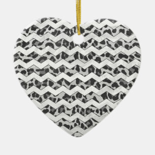 Chevron Leopard Grått och Light Grått Print Julgransprydnad Keramik