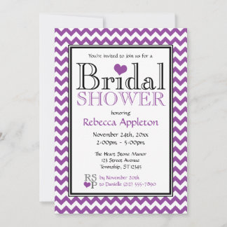 Chevron Lila & White Inbjudningskort för möhippa