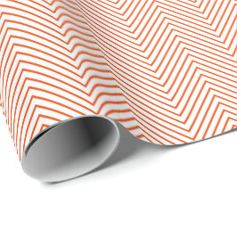 Chevron Line Bright Orange på White Presentpapper