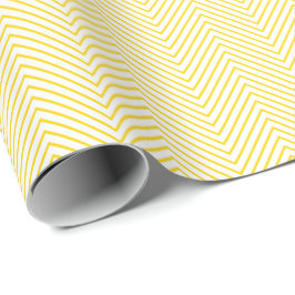 Chevron Line Golden Gult på White Presentpapper