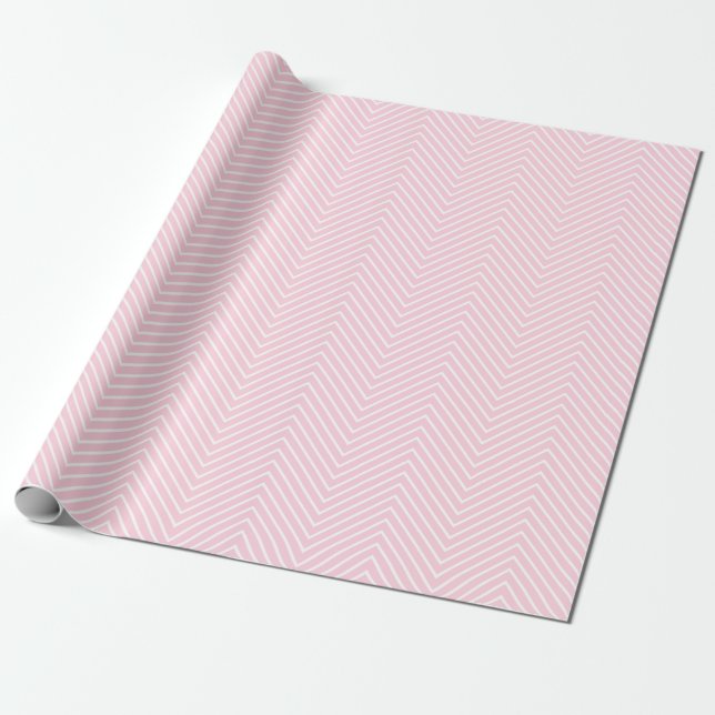 Chevron Line White på Ljus rosa |XL| Presentpapper (Utrullad)