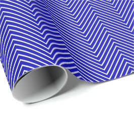 Chevron Line White på Royal Blue Presentpapper