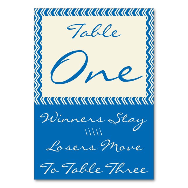 Chevron Linen Bunco Bord kort nr 1 (Baksidan)