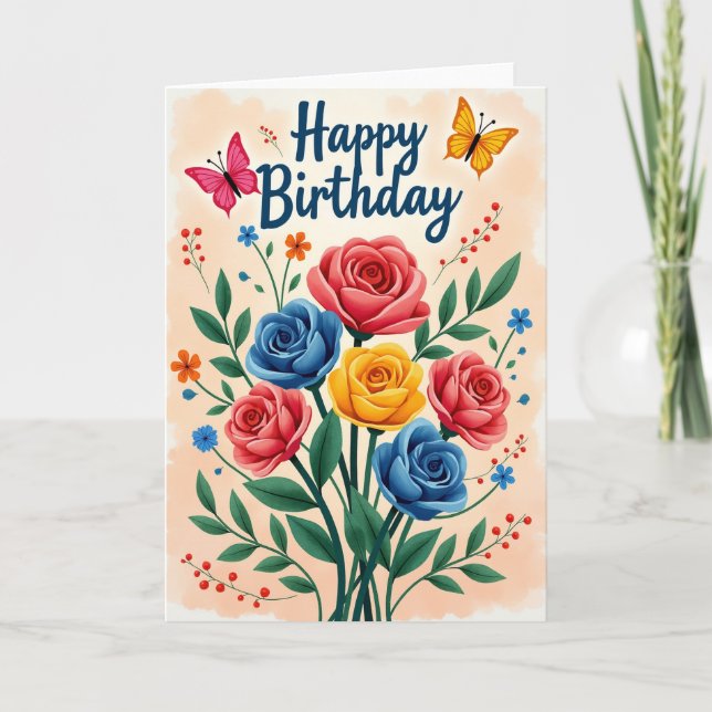 Chevron Livliga Blommor Kort (Framsida)