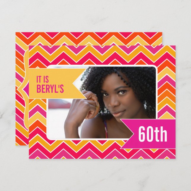 Chevron ljus fotofest för 60-årsdag inbjudan (Fram/baksida)