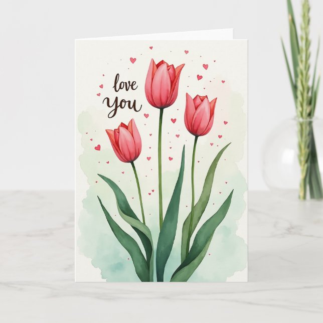 Chevron Målade Blommor Kort (Framsida)
