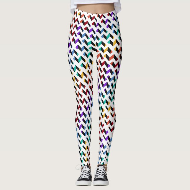 Chevron med flera färgader leggings (Framsida)