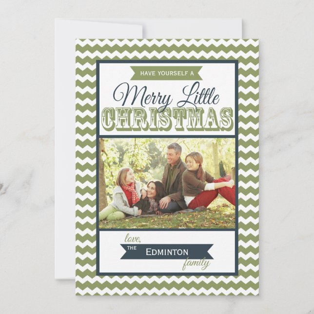 Chevron Merry Little jul Flat Card Julkort (Framsida)