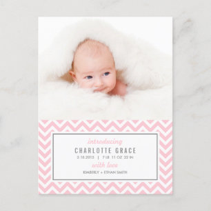 CHEVRON Modern Birth Notice Meddelande Vykort