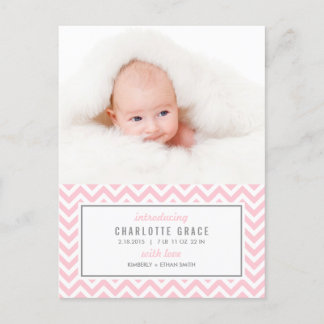 CHEVRON Modern Birth Notice Meddelande Vykort