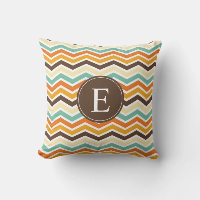 Chevron Monogram Brown Orange Turcoup Kudde (Framsida)