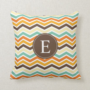 Chevron Monogram Brown Orange Turcoup Kudde