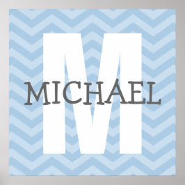 Chevron Monogram Child's Room Art Poster