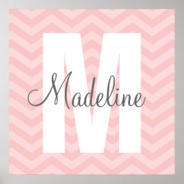 Chevron Monogram Child's Room Art Poster
