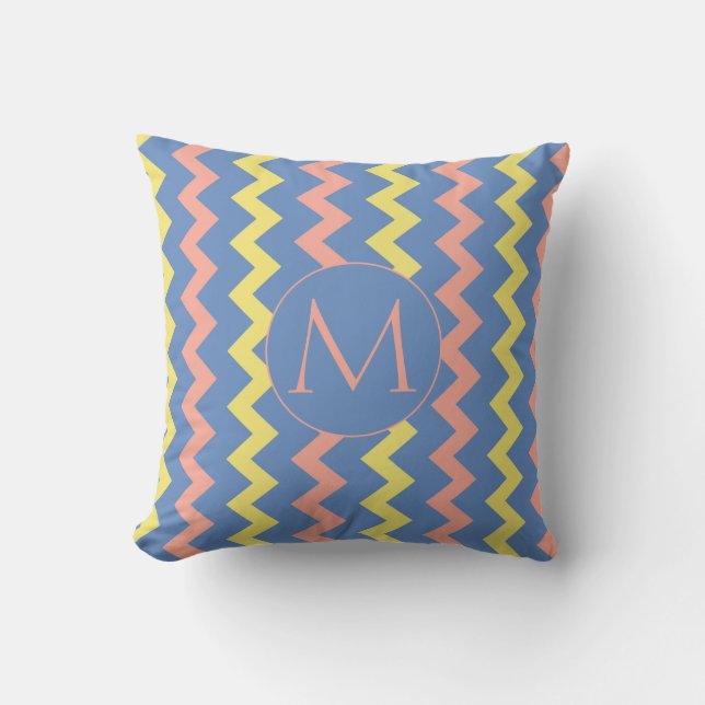 Chevron Mönster Anpassningsbar Monogram Kudde (Framsida)