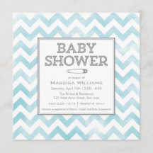 Chevron mönster Baby Shower-inbjudan, aqua