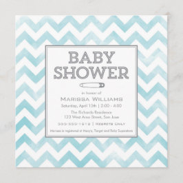 Chevron mönster Baby Shower-inbjudan, aqua Inbjudningar