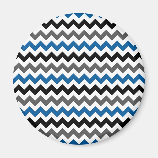 Chevron Mönster Background Blue Grått Black White Magnet (Framsidan)