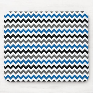 Chevron Mönster Background Blue Grått Black White Musmatta