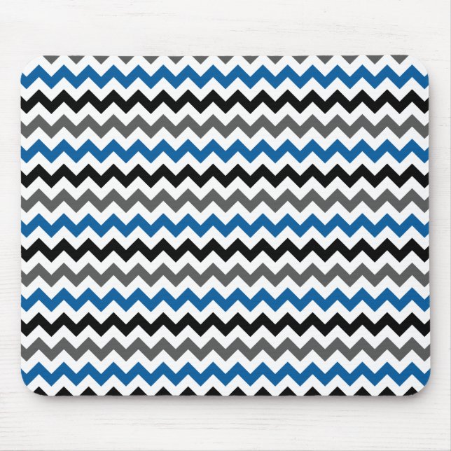 Chevron Mönster Background Blue Grått Black White Musmatta (Framsidan)