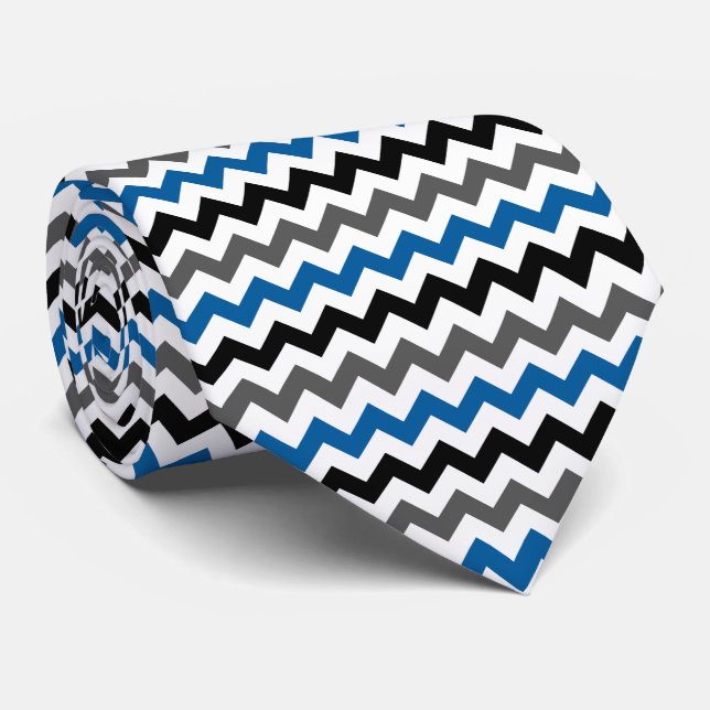 Chevron Mönster Background Blue Grått Black White Slips (Rullad)