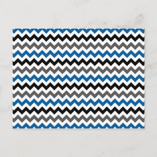 Chevron Mönster Background Blue Grått Black White Vykort