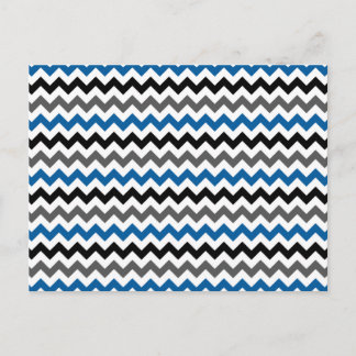Chevron Mönster Background Blue Grått Black White Vykort