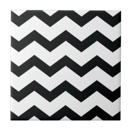Chevron Mönster Black and White Kakelplatta