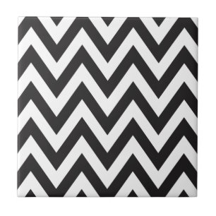 Chevron Mönster Black White Geometric Art Design Kakelplatta