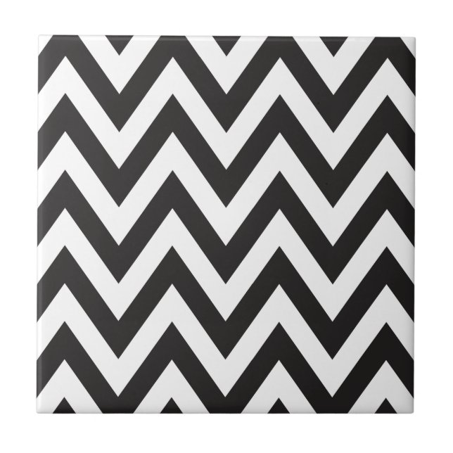 Chevron Mönster Black White Geometric Art Design Kakelplatta (Framsidan)