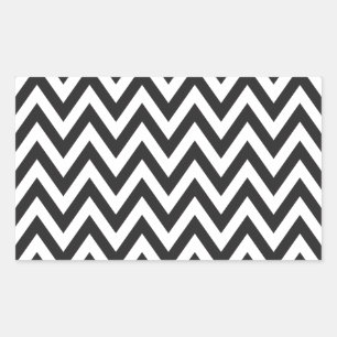 Chevron Mönster Black White Geometric Art Design Rektangulärt Klistermärke