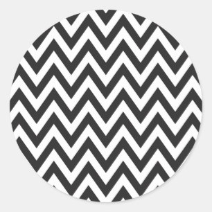 Chevron Mönster Black White Geometric Art Design Runt Klistermärke