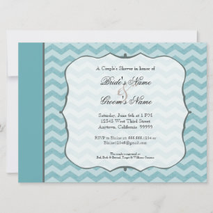 Chevron Mönster Bracket Ram Teal Couples Shower Inbjudningar