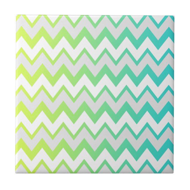 Chevron mönster grönt  teal aqua ombre elegant kakelplatta (Framsidan)