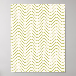 Chevron Mönster Lime Green på Cream White Zigzag Poster