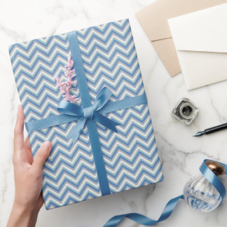 Chevron Mönster med Blue, Grönt och Grått Presentpapper