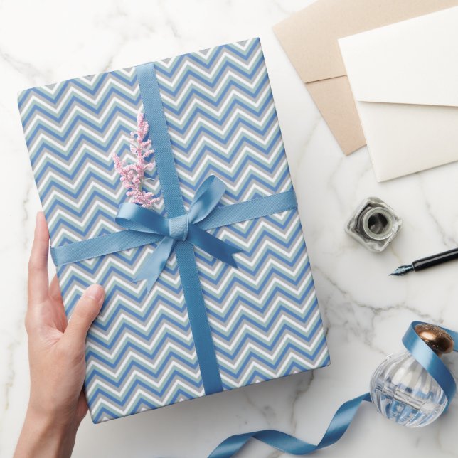 Chevron Mönster med Blue, Grönt och Grått Presentpapper (Gifting)