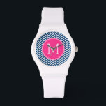 Chevron Mönster med Monogram - marinens Magenta Armbandsur<br><div class="desc">En populär design med ett område där du kan lägga till initialer. Trendiget färg och mönster för ert mobil. Om du behöver justera monogrammen klickar du på knappen Anpassa och gör ändringar.</div>