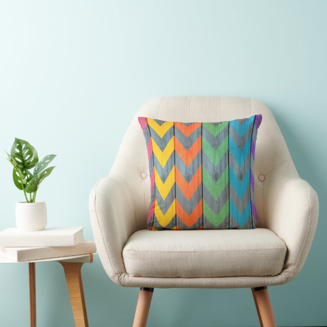 Chevron Mönster On Wood Struktur av Shirley Taylor Kudde (Stol)