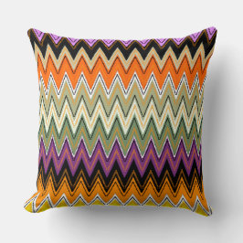 Chevron mönster, orange, svarta kuddar