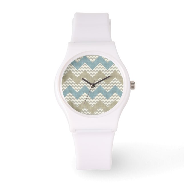 Chevron mönster på linen struktur armbandsur (Framsida)