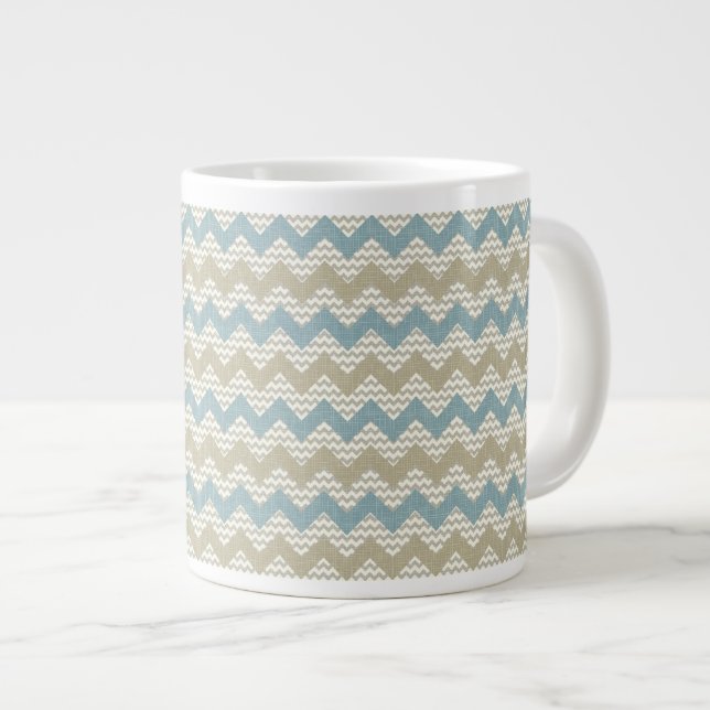 Chevron mönster på linen struktur jumbo mugg (Framsida höger)