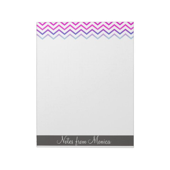 Chevron Mönster Rosa Personlig Memo Monogram Anteckningsblock (Roterad)