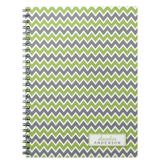 Chevron Mönster Trendig Notebook (äpple) Anteckningsbok Med Spiral (Framsidan)