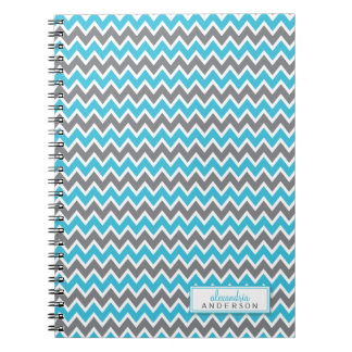 Chevron Mönster Trendig Notebook (aqua) Anteckningsbok Med Spiral