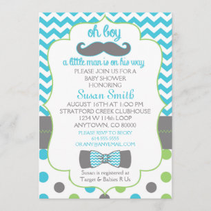 Chevron Mustache-barnduschinbjudan. Inbjudningar
