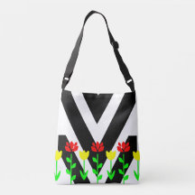 Chevron och blommor Modern blomkonst Totebag